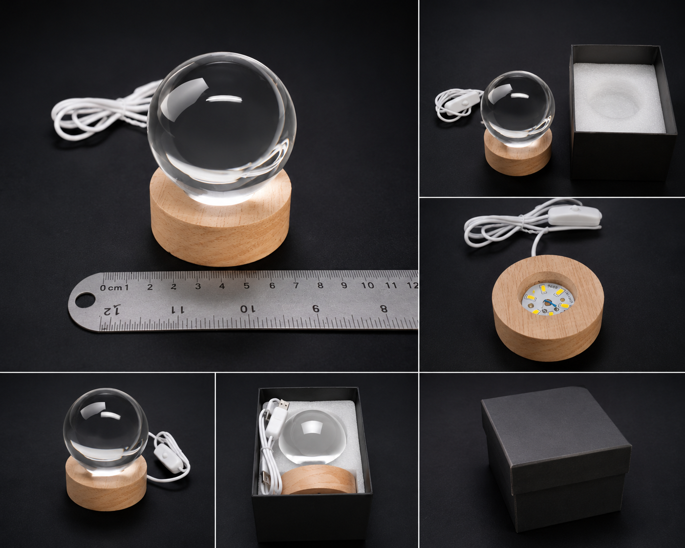 60mm K9 crystal Sphere with LED base light